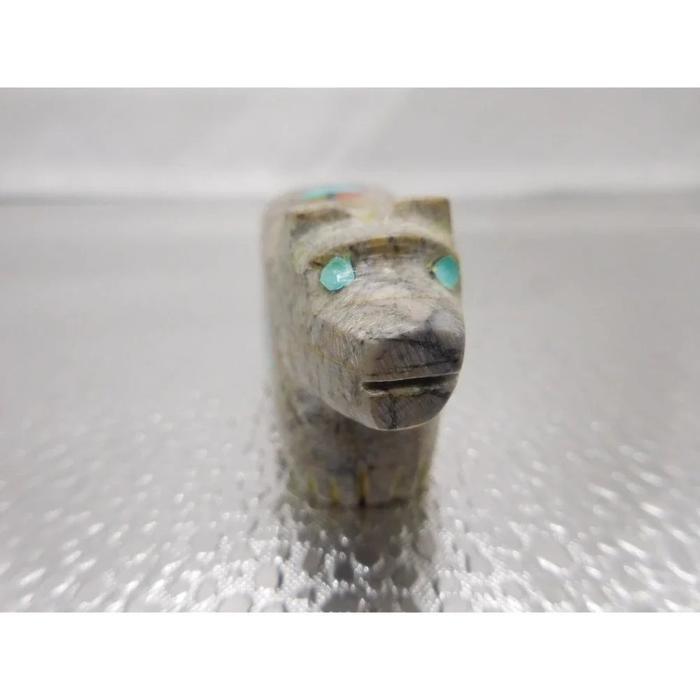 ZUNI Native American Pueblo Indian Annie Quam Gasper Inlaid Bear Very Rare